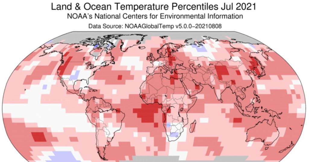 US Climate Agency: July 2021 is the hottest month on record.  Temperatures in the northern hemisphere are 1.5 degrees above average.