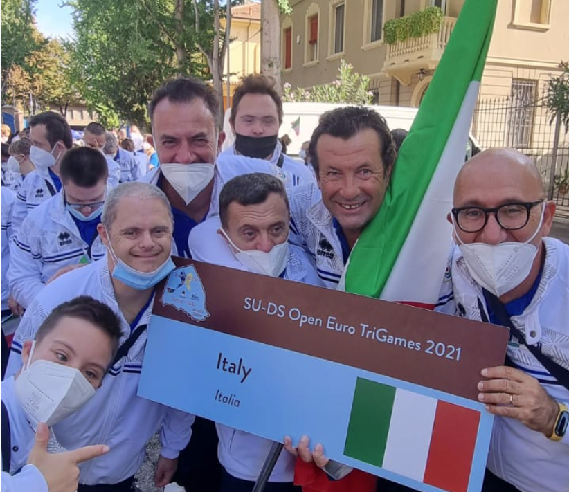 Two technicians from Nisini at Euro Trigames.  Peppe Cobisi and Angelo D'Auria at the International Games for Athletes with Down Syndrome