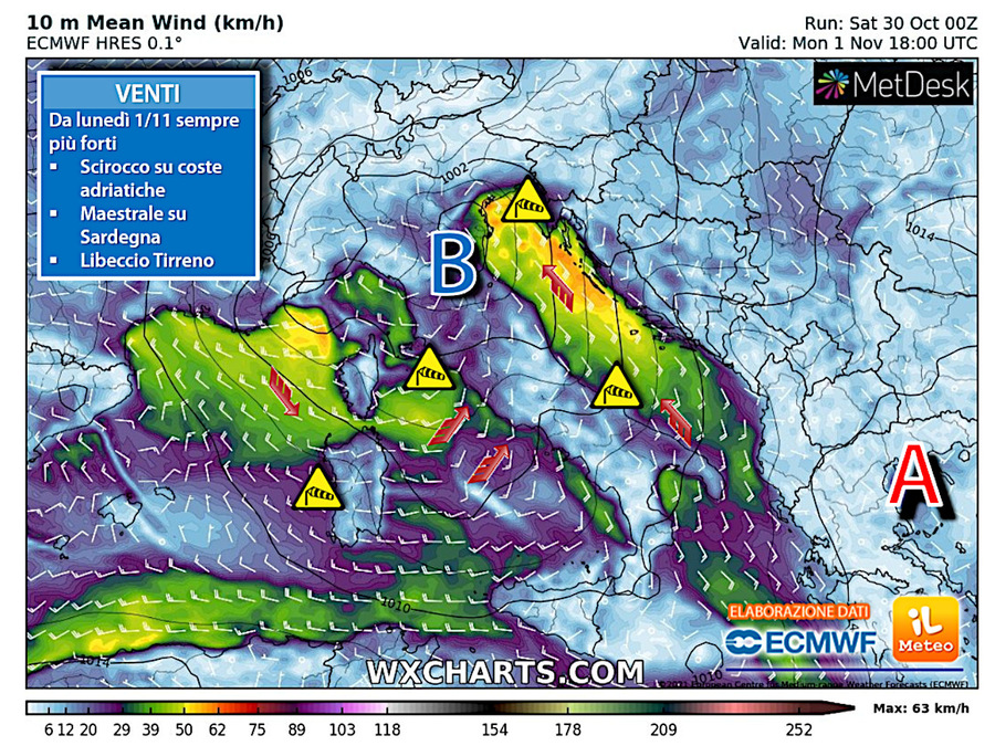 Strong winds blowing in Italy
