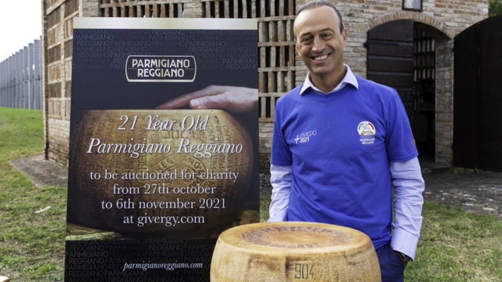 Parmigiano Reggiano, a 21-year-old wheel, was auctioned for charity