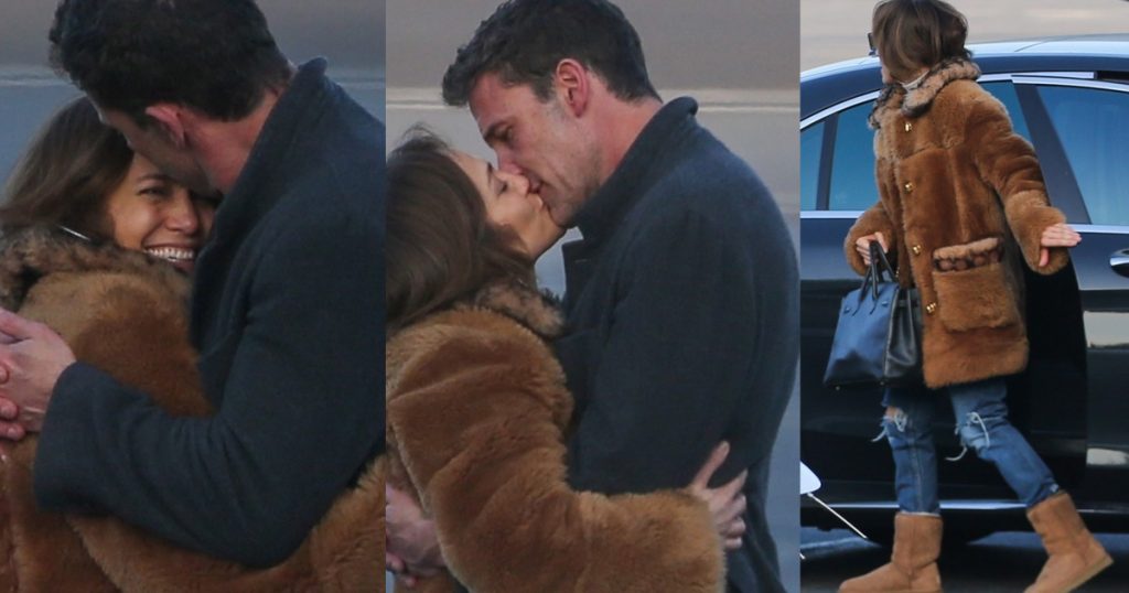 Jennifer Lopez and Ben Affleck passionate kisses at the airport
