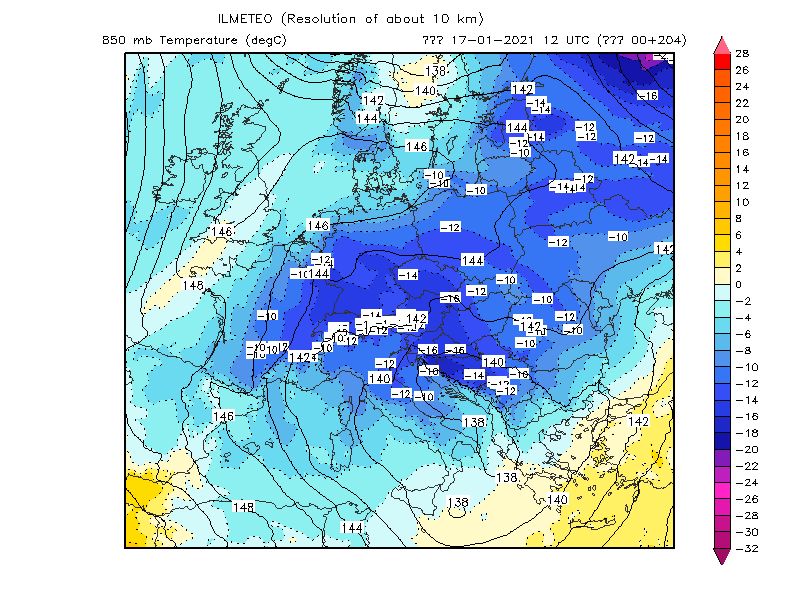 The last map made by the European Center on January 17, 2021, temperatures 850hPa