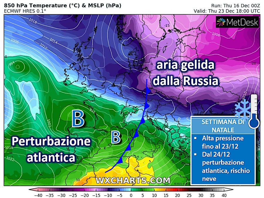 Italy squeezed between Russian frost on one side and Atlantic strain on the other