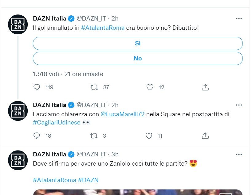Incredible Twitter post from Dazn on Atalanta Roma