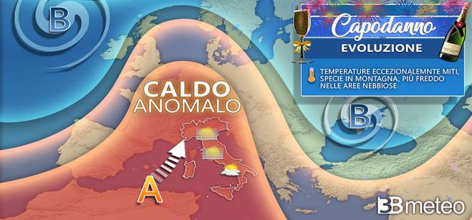 New Year's Eve Super Anticyclone, unusually hot even in Italy