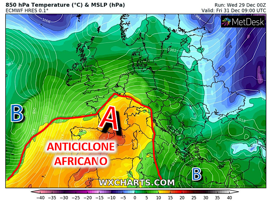 African Anticyclone strengthens Italy: High atmospheric stability on track