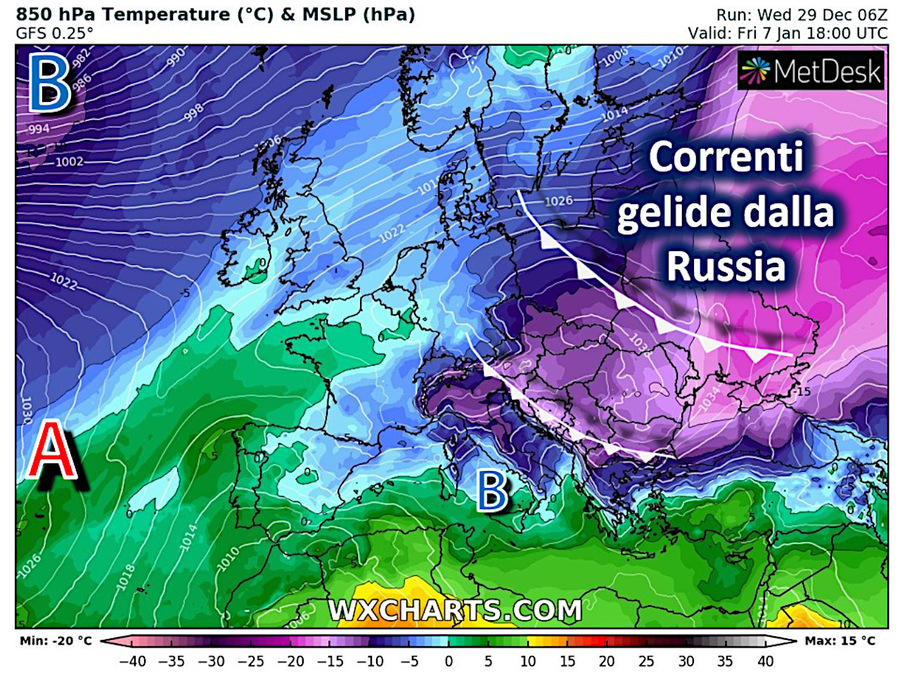 Very cold winds are likely to descend from northeastern Europe after January 6/7