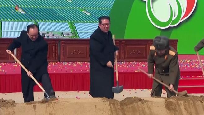 North Korea, Kim Jong Un attends a celebration at a farm