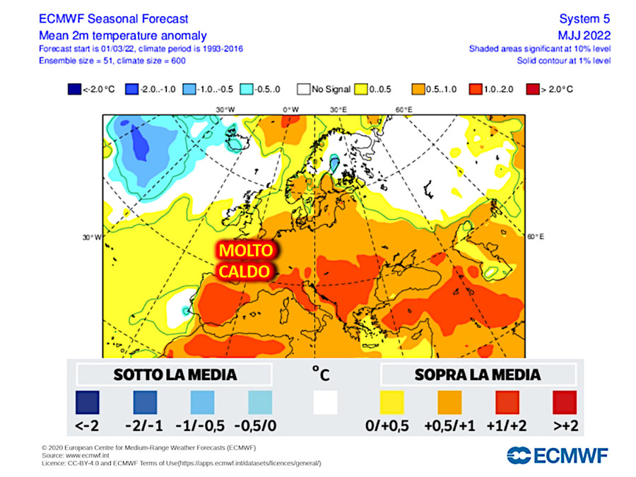 Temperature anomaly for April (by ecmwf)