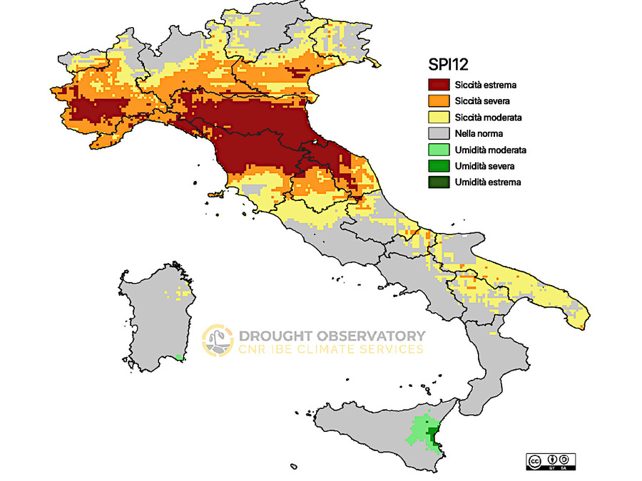 CNR Drought Map: worrying data for different regions of Italy