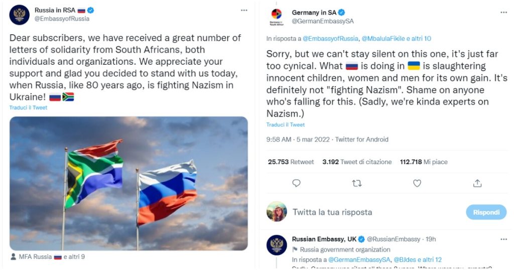 The German Embassy in South Africa told the Russian Embassy: "Are you fighting Nazism in Ukraine? Not so, unfortunately we are experts on Nazism"