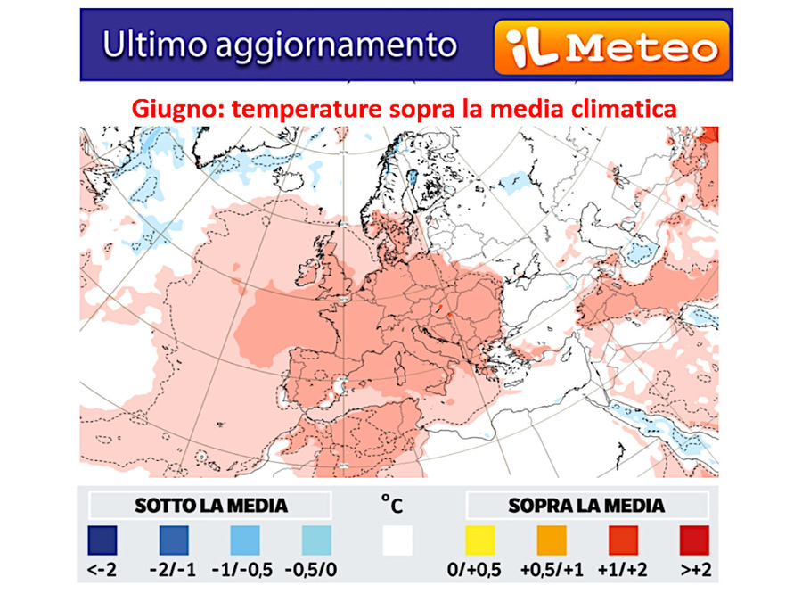 Temperature anomaly in June (by ecmwf)