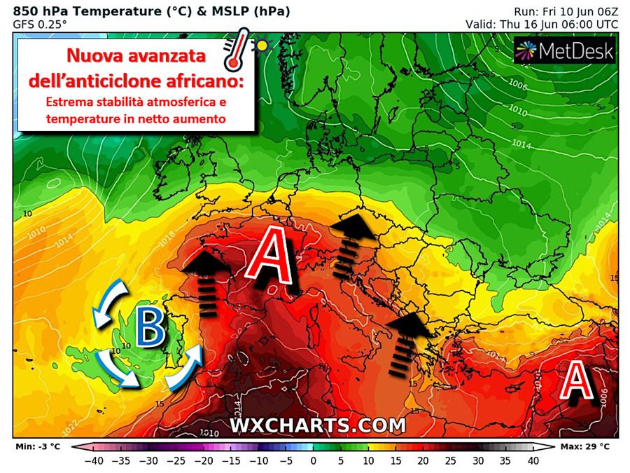 New heat wave with the advancement of the African anticyclone