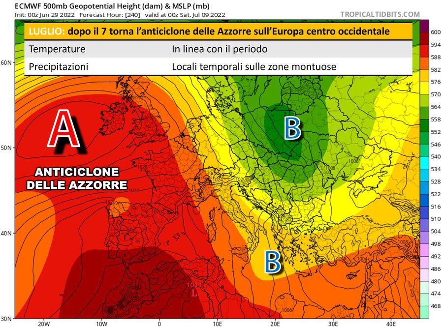 The Azores anticyclone may return by the middle of the month