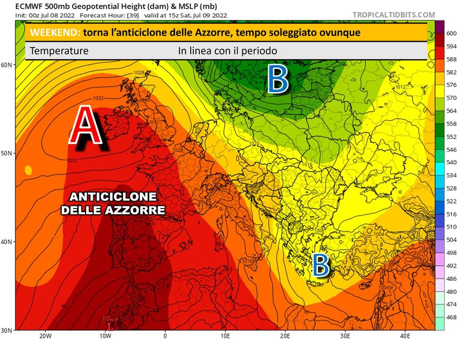 Anticyclone of the Azores this coming weekend