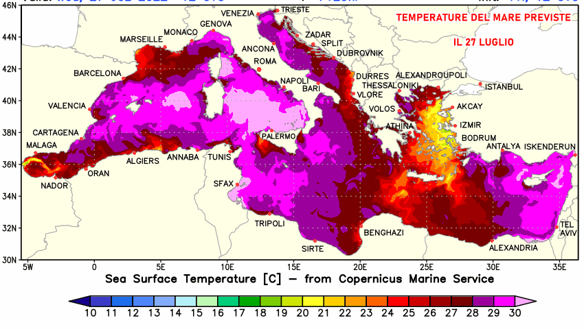 The Mediterranean continues to warm up, reaching tropical temperatures