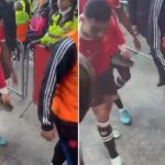 Cristiano Ronaldo booked for reckless gesture against young Everton fan