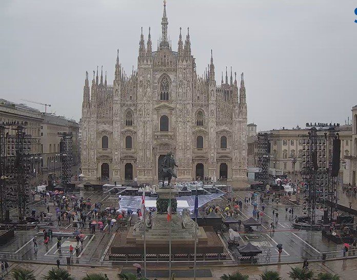 Even in the gray Milan sky and open umbrellas - SkylineWebcams photo