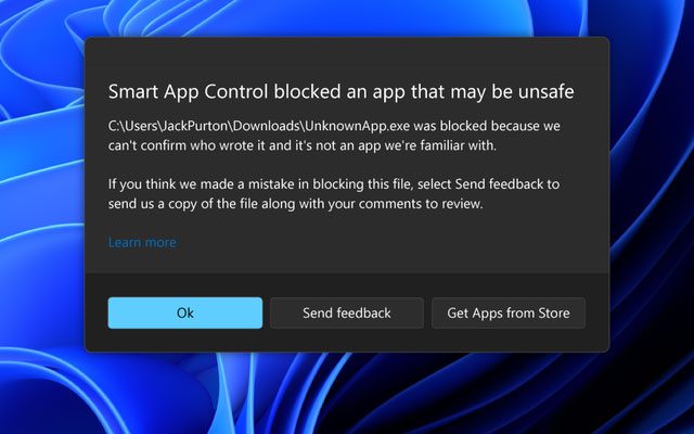 Windows 11 2022 Update: Control Security Smart Apps