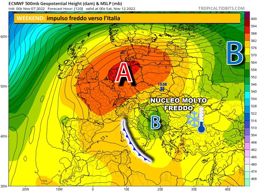 The essence of cold air is on its way to Italy this coming weekend