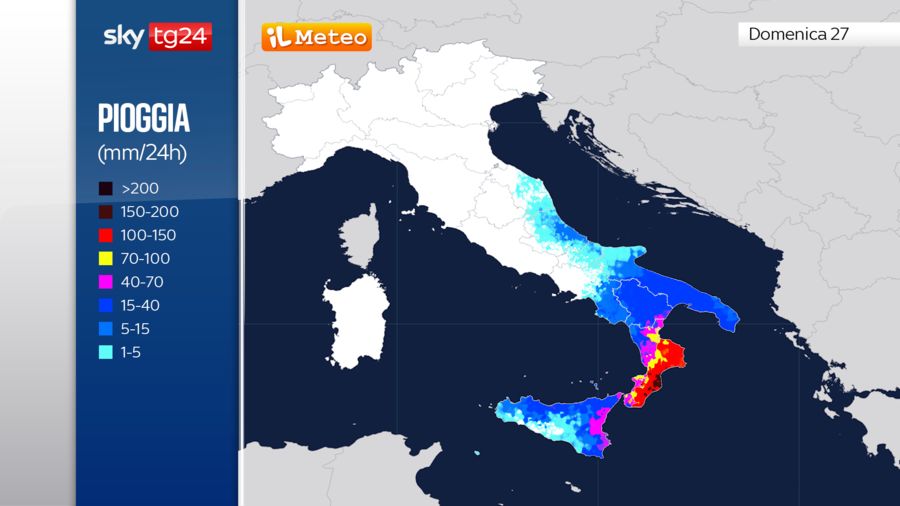 Rain expected on Sunday 27. Calabria flood risk