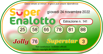 Superenalotto, the winning numbers for today's drawing, Thursday, November 24, 2022