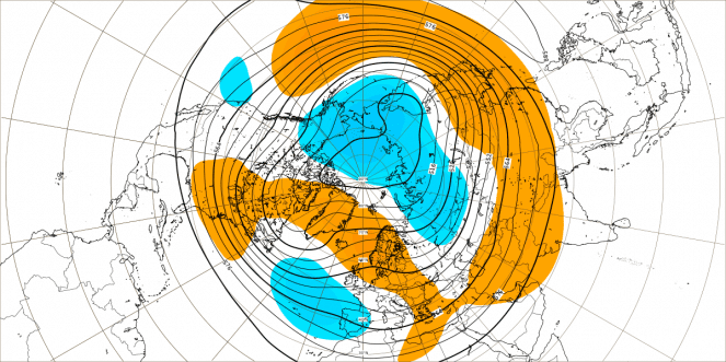 A geopotential anomaly at 500hPa is expected during the week of December 12-19.