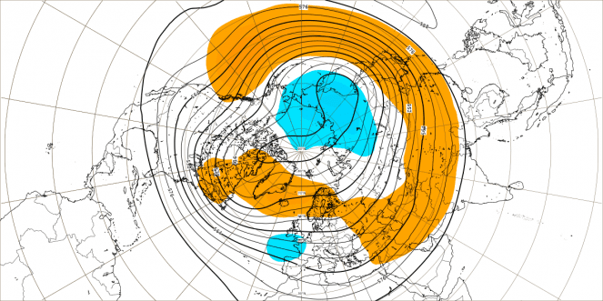 A geopotential anomaly at 500hPa is expected during the week of December 19-26.